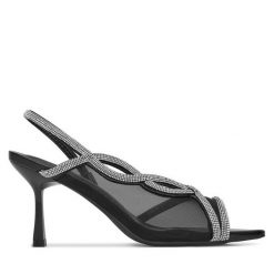 Sandały JENNY. Czarne sandały damskie Jenny, bez wzorów, bez obcasa, na szpilce, bez zapięcia. Za 119.99 zł.