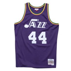 Koszulka NBA New Orleans Jazz Pete Maravich. Fioletowe koszulki sportowe męskie Mitchell & Ness, bez wzorów, bez kołnierzyka, bez ramiączek, do koszykówki. Za 517.00 zł.