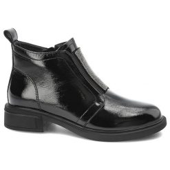 Czarne Botki S.Barski Lakierowane Obuwie Damskie. Czarne kozaki damskie S.BARSKI, z lakierowanej skóry, bez obcasa, na obcasie. Za 269.00 zł.
