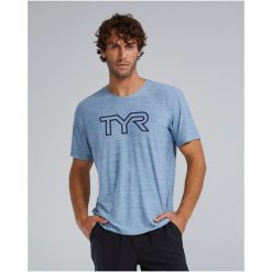 Koszulka męska TYR Airtec. Niebieskie koszulki sportowe męskie TYR, m, bez wzorów, bez kołnierzyka, bez ramiączek, trekkingowe. Za 269.99 zł.