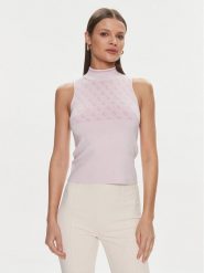 Guess Bluzka Lise W3YR26 Z37K0 Różowy Slim Fit. Czerwone bluzki damskie Guess, xs, z aplikacjami, z syntetyku, bez kołnierzyka, bez ramiączek. Za 379.99 zł.