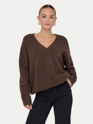 ONLY Sweter Mari 15360940 Brązowy Loose Fit. Brązowe swetry damskie Only, m, bez wzorów, z syntetyku, bez kołnierzyka, bez ramiączek, bez kaptura. Za 169.99 zł.