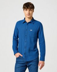 WRANGLER MĘSKA KOSZULA 1 PKT FLANNEL SHIRT WRANGLER BLUE 112357220 W564018059. Niebieskie koszule męskie Wrangler, m, bez wzorów, bez kołnierzyka, bez ramiączek. Za 199.99 zł.