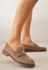 Ciemnobeżowe Mokasyny VICES z Wkładką ze Skóry Naturalnej i Metaliczną Aplikacją Nanora. Brązowe mokasyny damskie Born2be, z jeansu, biznesowe. Za 89.99 zł.