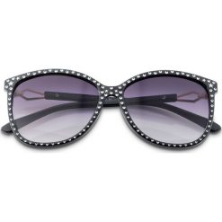 Okulary przeciwsłoneczne z ćwiekami bonprix czarno-srebrny kolor. Okulary przeciwsłoneczne damskie marki QUECHUA. Za 24.99 zł.