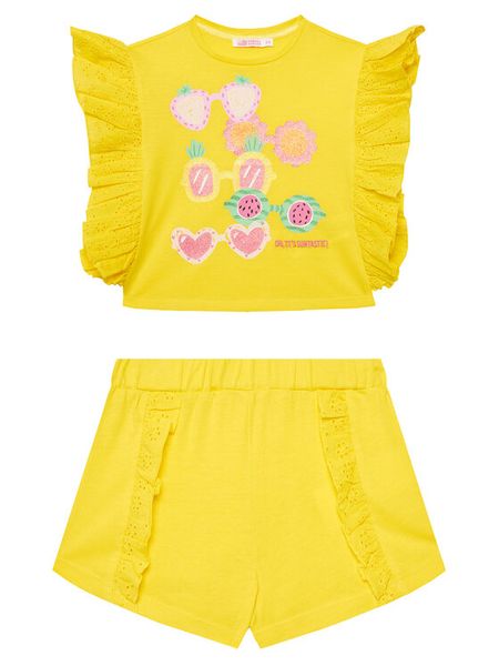 Original Marines Komplet top i spodenki DFP3221CF Żółty Regular Fit. Żółte spodenki dla dziewczynek Original Marines, bez wzorów, z bawełny. Za 59.99 zł.