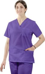 Visent BLUZA MEDYCZNA DAMSKA BLUZA LEKARSKA fioletowy XXXXL. Fioletowe bluzy damskie Visent, bez wzorów, bez kaptura. Za 59.99 zł.