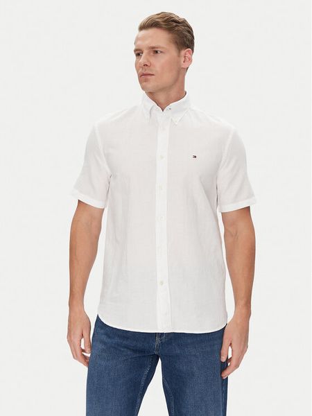 Tommy Hilfiger Koszula MW0MW40703 Biały Regular Fit. Białe koszule męskie Tommy Hilfiger, m, bez wzorów, z bawełny, bez kołnierzyka, bez ramiączek. Za 219.99 zł.
