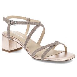 Różowe Sandały Tamaris Eleganckie Obuwie Damskie. Czerwone klapki damskie Tamaris, bez wzorów, bez obcasa, na obcasie, bez zapięcia. Za 239.00 zł.