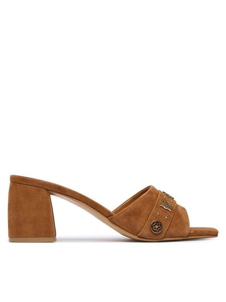 Guess Klapki FLJGU2 SUE03 Brązowy jasny. Brązowe klapki damskie Guess, z aplikacjami, ze skóry, bez obcasa. Za 471.99 zł.