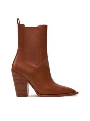 Michael Kors Kowbojki Leni Leather Boot 40T4LNHE5L Brązowy. Brązowe botki damskie Michael Kors, ze skóry, bez obcasa, na słupku, bez zapięcia. Za 739.99 zł.