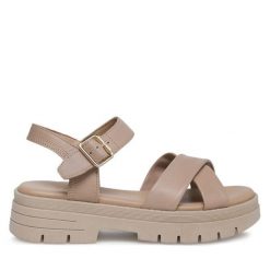 Sandały Lasocki. Brązowe sandały damskie Lasocki, bez wzorów, bez obcasa, na płaskiej podeszwie, bez zapięcia. Za 169.99 zł.