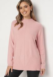 Jasnoróżowy Sweter z Półgolfem z Prążkowanej Dzianiny z Wycięciami po Bokach Rerivra. Czerwone swetry damskie Born2be, uniwersalny, bez wzorów, z dzianiny, eleganckie, bez kołnierzyka, bez ramiączek, bez kaptura. Za 84.99 zł.