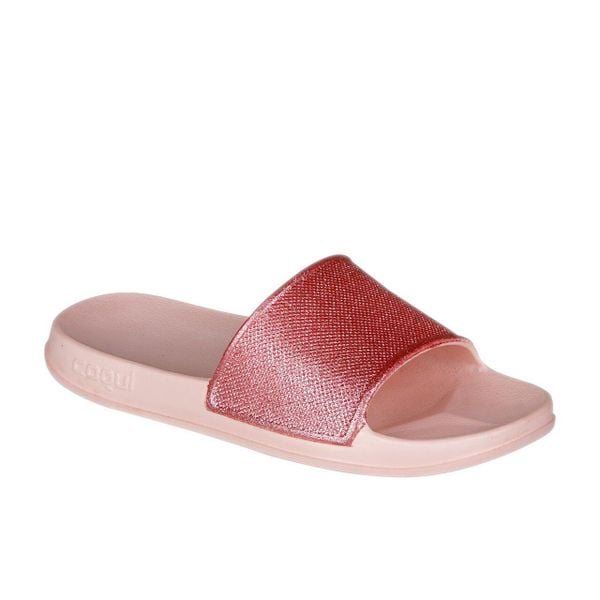 Klapki basenowe damskie Coqui Tora. Czerwone klapki damskie Coqui, bez wzorów, z materiału, bez obcasa. Za 39.95 zł.