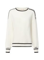 Liu Jo Collection Sweter z dzianiny - Maglia chiusa Kobiety wiskoza biały|czarny, L. Białe swetry damskie Liu Jo Collection, l, bez wzorów, z dzianiny, bez kołnierzyka, bez ramiączek, bez kaptura. Za 429.95 zł.