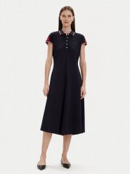 Tommy Hilfiger Sukienka codzienna WW0WW41269 Granatowy Regular Fit. Niebieskie sukienki damskie Tommy Hilfiger, na co dzień, xs, bez wzorów, z bawełny, bez kołnierzyka, bez ramiączek, proste. Za 399.99 zł.