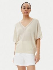 Morgan Bluzka 241-MCHRIS Beżowy Relaxed Fit. Brązowe bluzki damskie Morgan, m, bez wzorów, z wiskozy, bez kołnierzyka, bez ramiączek. Za 129.99 zł.