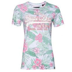 Koszulka turystyczna damska Superdry Vintage Logo Tropical t-shirt. Białe t-shirty damskie Superdry., bez wzorów, z bawełny, vintage, bez kołnierzyka. Za 88.55 zł.