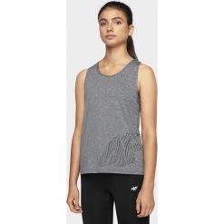 Top treningowy damski TSDF003 - czarny melanż. Czarne koszulki sportowe damskie 4f, bez wzorów, z dzianiny, bez kołnierzyka, bez ramiączek, climacool (adidas). W wyprzedaży za 79.99 zł.