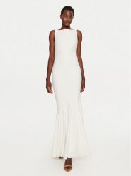 Rinascimento Sukienka wieczorowa CFC0119999003 Biały Slim Fit. Białe sukienki damskie Rinascimento, xl, bez wzorów, z syntetyku, wizytowe, bez kołnierzyka, bez ramiączek. Za 499.99 zł.