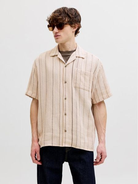 Jack & Jones Koszula Bradley 12290119 Beżowy Regular Fit. Brązowe koszule męskie Jack & Jones, m, bez wzorów, z bawełny, bez kołnierzyka, bez ramiączek. Za 110.99 zł.