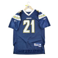 Męska koszulka NFL Los Angeles Chargers. Niebieskie koszulki sportowe męskie NFL, m, bez wzorów, bez kołnierzyka, bez ramiączek, do piłki nożnej. Za 127.76 zł.