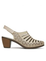 Rieker Sandały CEO-40959-60 Szary. Szare sandały damskie Rieker, bez wzorów, ze skóry, bez obcasa, na obcasie, bez zapięcia. Za 319.99 zł.