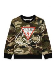 Guess Bluza N6BQ02 K6111 Zielony ciemny Regular Fit. Zielone bluzy dla chłopców Guess, z aplikacjami, z bawełny, bez ramiączek, bez kaptura. Za 174.99 zł.
