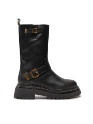 TWINSET Botki 242TCP042 Czarny. Czarne botki damskie Twinset, ze skóry, bez obcasa, na płaskiej podeszwie, bez zapięcia. Za 929.99 zł.