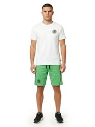Komplet męski: koszulka + spodenki bermudy Fluo. Brązowe koszulki sportowe męskie LEONE 1947 APPAREL, na lato, m, bez wzorów, z dresówki, bez kołnierzyka, bez ramiączek, na fitness i siłownię. Za 294.70 zł.