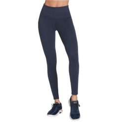 Leginsy fitness damskie Go Walk High Waisted Legging. Niebieskie legginsy damskie Skechers, bez wzorów, z elastanu, na fitness i siłownię. Za 179.99 zł.