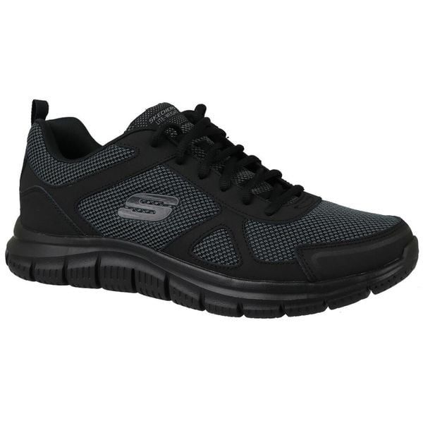 Buty treningowe męskie Skechers Track. Czarne buty sportowe męskie Skechers, z gumy, bez zapięcia, na fitness i siłownię. Za 239.99 zł.