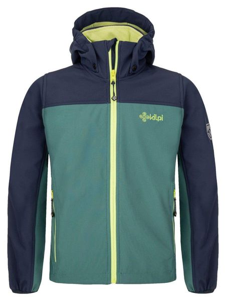 Chłopięca kurtka softshell Kilpi RAVIO-JB. Zielone kurtki i płaszcze dla chłopców Kilpi, na jesień, bez wzorów, z materiału, bez kaptura. Za 189.00 zł.