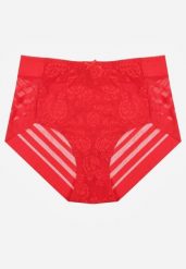 Czerwone Majtki Figi z Wysokim Stanem Zdobione Koronką i Siateczką Helieth. Czerwone figi damskie Born2be, xl, z aplikacjami, z koronki. Za 19.99 zł.