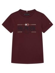 Tommy Hilfiger T-Shirt Icons KB0KB10360 Bordowy Regular Fit. Czerwone t-shirty dla chłopców Tommy Hilfiger, bez wzorów, z bawełny, bez ramiączek. Za 209.99 zł.