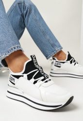 Białe Sneakersy przed Kostkę na Platformie Loyalin. Białe obuwie sportowe damskie Born2be, bez wzorów. Za 99.99 zł.
