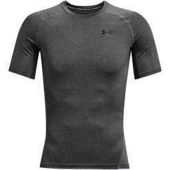 T-shirt de compression à manche courte Under Armour HeatGear Gris pour homme. Czarne koszulki sportowe męskie Under Armour, xl, bez wzorów, z elastanu, klasyczne, bez kołnierzyka. Za 171.40 zł.