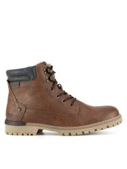 Mustang Trzewiki 4142-602 Brązowy. Brązowe botki męskie Mustang, bez wzorów, z materiału, bez zapięcia. Za 359.99 zł.