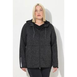 Damskie Sweter na polarze pluszowy polar dwukierunkowy suwak odblaski. Czarne bluzy sportowe damskie Ulla Popken, plus size, bez wzorów, z materiału, bez kaptura, narciarskie. W wyprzedaży za 279.99 zł.