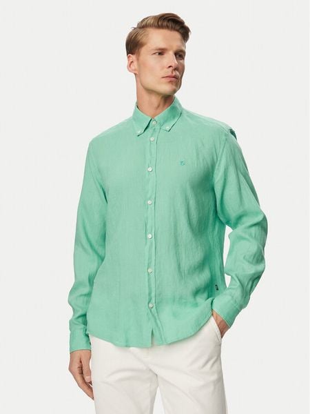 BOSS Koszula H-Liam 50556077 Zielony jasny Regular Fit. Zielone koszule męskie Boss, l, bez wzorów, ze lnu, bez kołnierzyka, bez ramiączek. Za 599.99 zł.