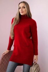 Sweter ze stójką czerwony. Czerwone swetry damskie KESI, na zimę, l, bez wzorów, z wełny, klasyczne, bez kołnierzyka, plus size, bez ramiączek, bez kaptura. Za 178.78 zł.