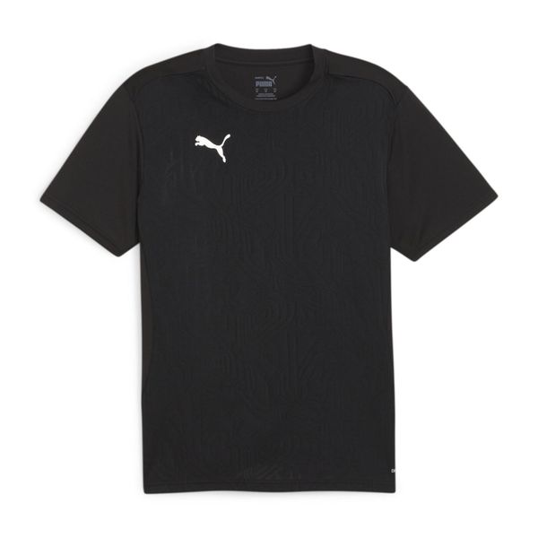 Koszulka Puma. Czarne koszulki sportowe męskie Puma, l, bez wzorów, z materiału, bez kołnierzyka, bez ramiączek, do piłki nożnej. Za 181.85 zł.