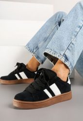 Czarno-Białe Sneakersy Typu Kultowe Tenisówki Zdobione Paskami Nevellise. Czarne trampki i tenisówki damskie Renee, z aplikacjami, z jeansu, biznesowe, bez zapięcia. Za 139.99 zł.