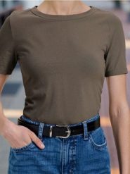 Bawełniana koszulka basic - zielony. Zielone t-shirty damskie Sinsay, l, bez wzorów, z bawełny, bez kołnierzyka. Za 19.99 zł.