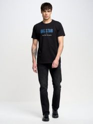 Koszulka męska o klasycznym kroju czarna Bruno 906. Czarne t-shirty męskie Big Star, l, bez wzorów, z bawełny, klasyczne, bez kołnierzyka. Za 99.99 zł.