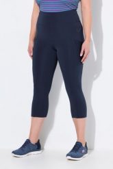 Damskie Legginsy 3/4 długość do łydek wysoki stan szybkoschnący materiał. Czarne legginsy damskie Ulla Popken, plus size, bez wzorów, z elastanu, z podwyższonym stanem. Za 239.99 zł.