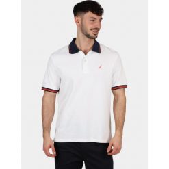 Koszulka polo męska Nautica Leonid. Białe koszulki sportowe męskie Nautica, m, bez wzorów, bez kołnierzyka, bez ramiączek, żeglarskie. Za 369.00 zł.