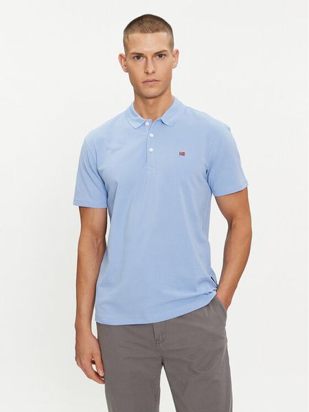 Napapijri Polo Ealis NP0A4H8B Błękitny Regular Fit. Niebieskie koszulki polo męskie Napapijri, m, bez wzorów, z bawełny, bez ramiączek. Za 149.99 zł.