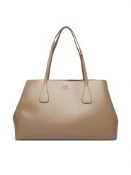 Calvin Klein Torebka Ck Snap Large Tote LV04F3502G Beżowy. Brązowe torebki do ręki damskie Calvin Klein, bez wzorów, ze skóry, bez dodatków. Za 749.99 zł.
