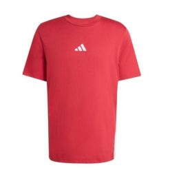 T-shirt Adidas Essentials Three Stripes czerwona, bawełniana. Czerwone t-shirty męskie Adidas, bez wzorów, z bawełny, klasyczne, bez kołnierzyka. Za 96.99 zł.
